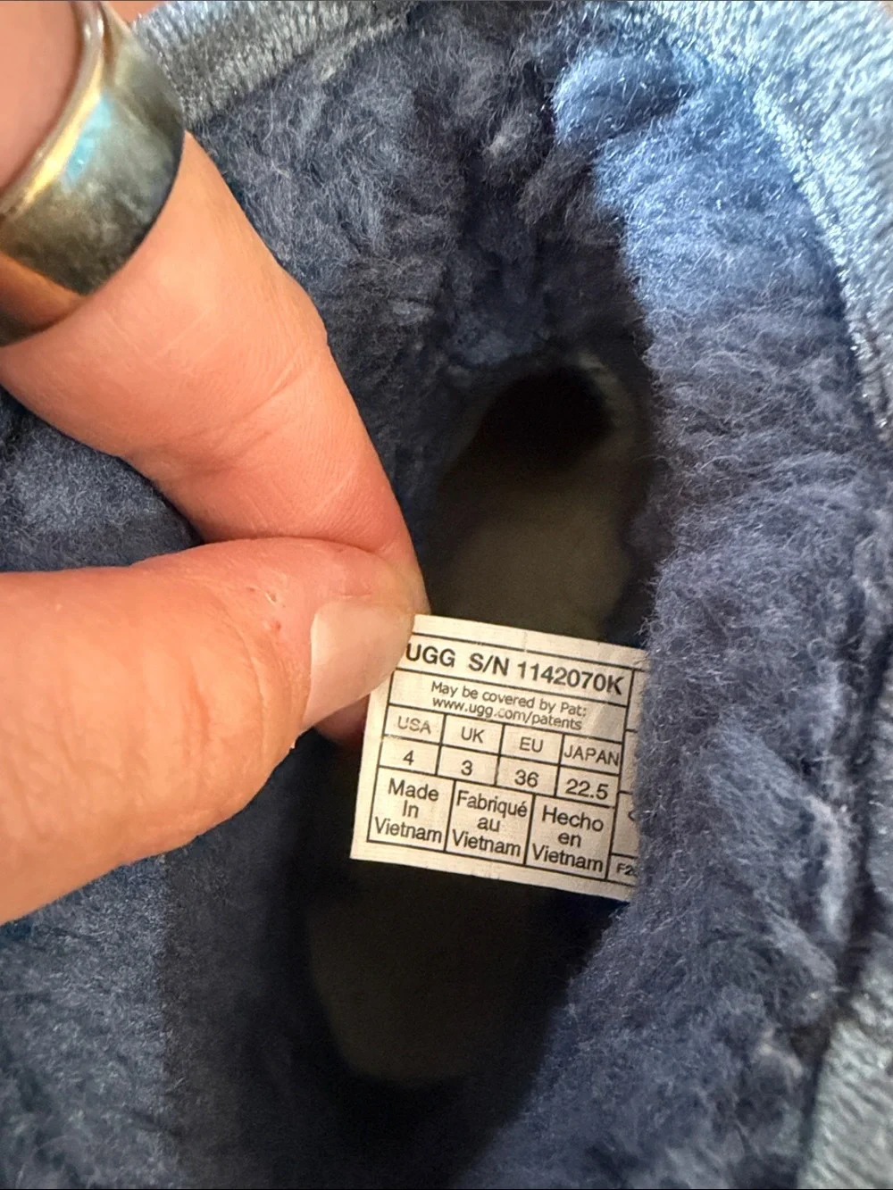 UGG Plush Short Boot Slippers in Slate Blue Velvet